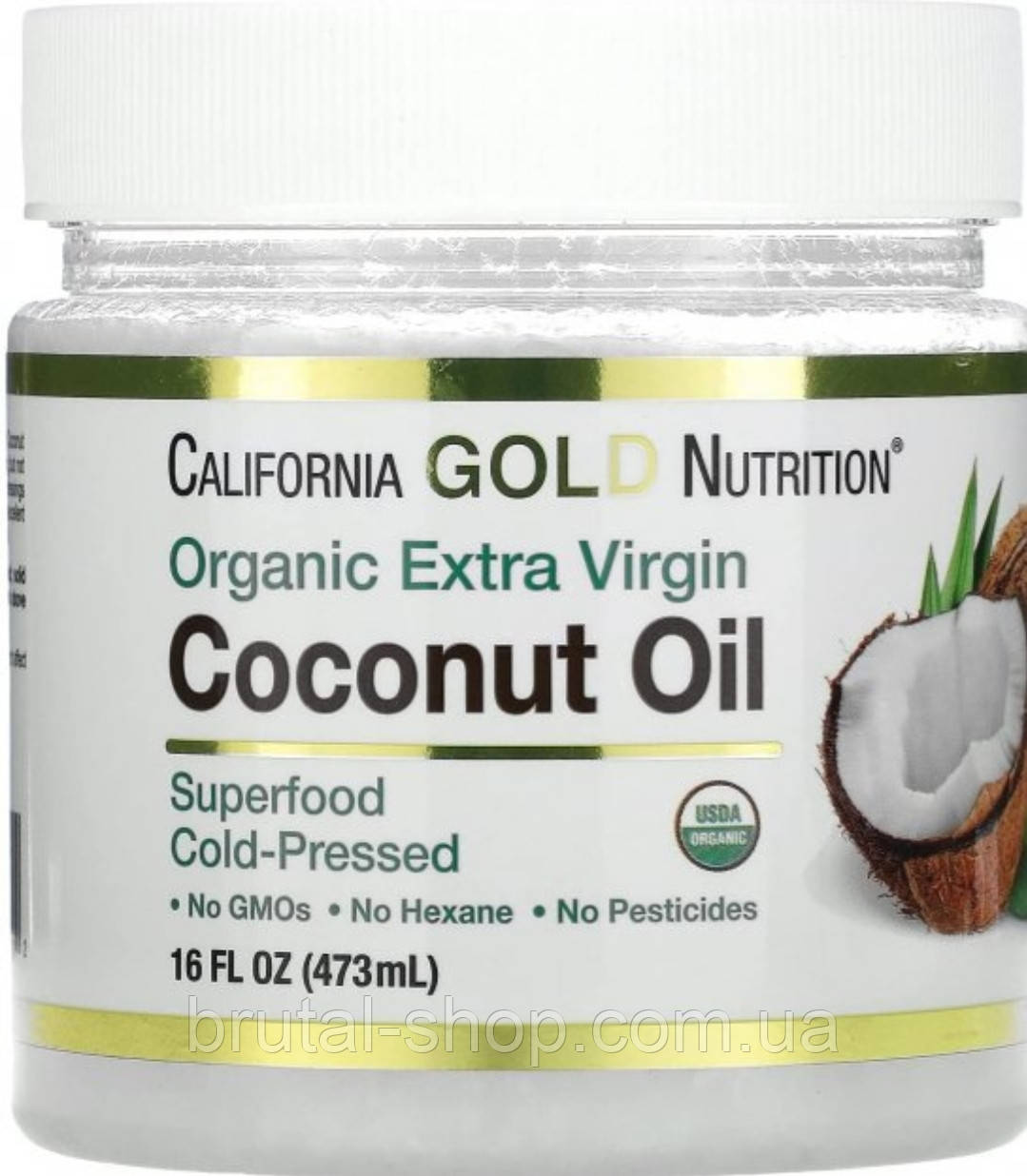 Органічна кокосова олія першого холодного віджиму, California Gold Nutrition, 473 мл coconut oil