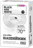 Нашийник інсектоакарицидний Vitomax Black and White проти бліх і кліщів для собак 70 см білий