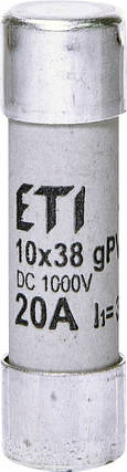 Запобіжник ETI CH 10x38 gPV 20A DC 1000V (30kA) код 002625085 постійний струм, фото 1