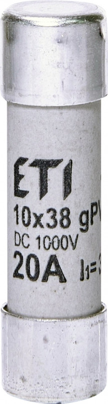 Запобіжник ETI CH 10x38 gPV 20A DC 1000V (30kA) код 002625085 постійний струм