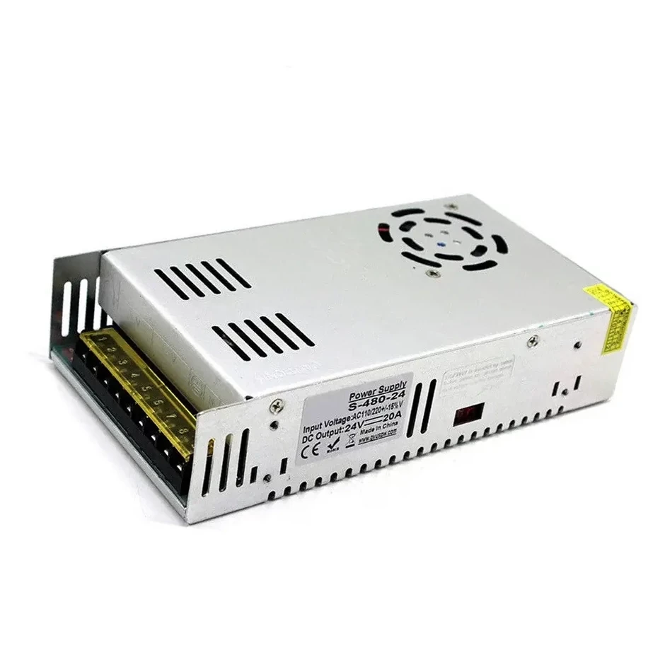 Блок живлення 24V, 480W, 20А, IP20, металевий корпус, не герметичний для внутрішнього застосування.