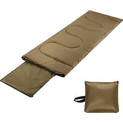 Спальний мішок ковдра 4140 Оливкова, (185х75 см) з підголівником / Тактичний військовий спальник