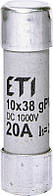 Предохранитель ETI CH 10x38 gPV 20A DC 1000V (30kA) код 002625085 постоянный ток