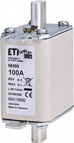 Купить Предохранитель для АКБ 100А ETI NH00 BAT 100A/80V DC плавкая ...