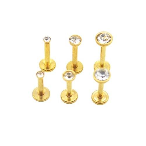 Лабрет з каменем медична сталь золотистий