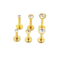 Лабрет з каменем медична сталь золотистий