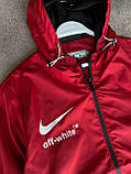 Куртка чоловіча вітровка Nike Off White демісезонна з капюшоном весна осінь червона Туреччина, фото 3
