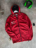 Куртка чоловіча вітровка Nike Off White демісезонна з капюшоном весна осінь червона Туреччина, фото 7