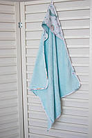 Махровое полотенце-уголок для новорождённого с принтом (кити) 80*80 см
