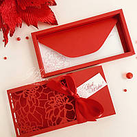 Gift Box Florale красный Конверт ручной работы на свадьбу, день рожденя, юбилей
