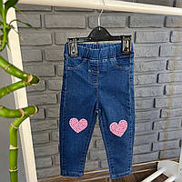 Дитячі джинси скіні для дівчаток LC Waikiki Сині зі Сердечками 3-4 роки (98-104 см)