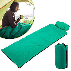 Армійський спальний мішок від +10 до +25 SY-4840, Зелений (185х75 см) з підголівником / Спальник туристичний