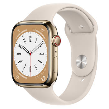 Смарт-годинник Apple Watch Series 8 GPS + Cellular 45mm Gold S. Steel Case w. Starlight S. Band (MNKM3)