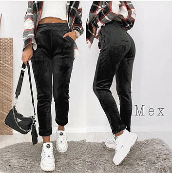 Жіночі велюрові штани на хутрі великі розміри (розміри 54-56)