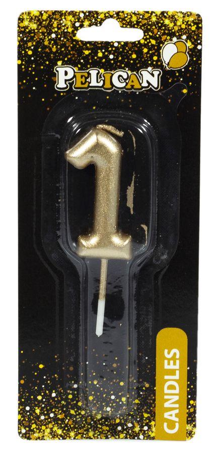 Свічка для торта Pelican, "1" золото 4,5 см 864511 KNZ