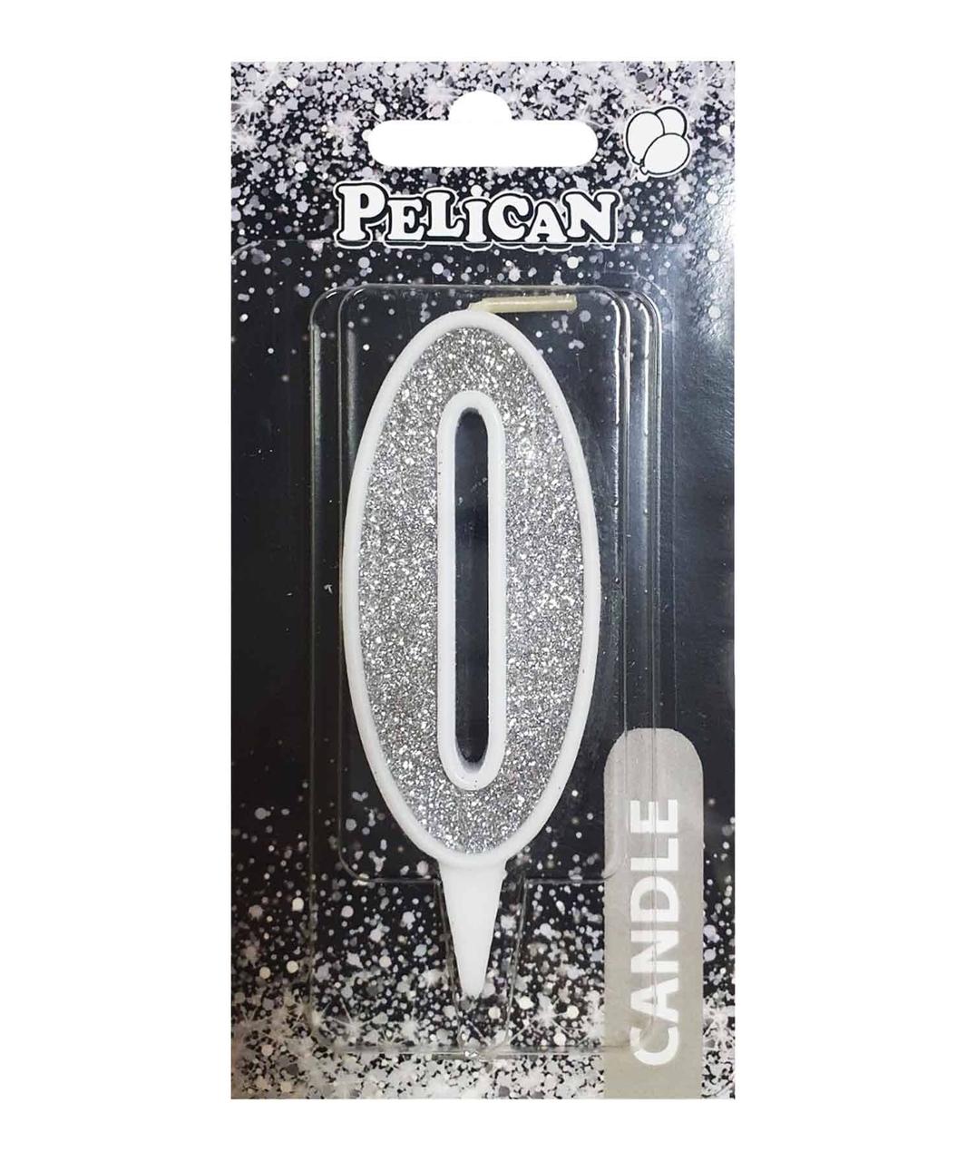 Свічка для торта цифра "0" СЕРЕБРО 7 см, TM Pelican 867020 KNZ