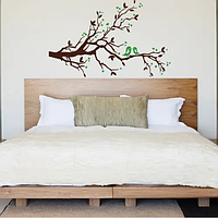 Декоративная наклейка Дерево любви с птичками (наклейки деревья для декора стен большие) матовая 1200х762 мм