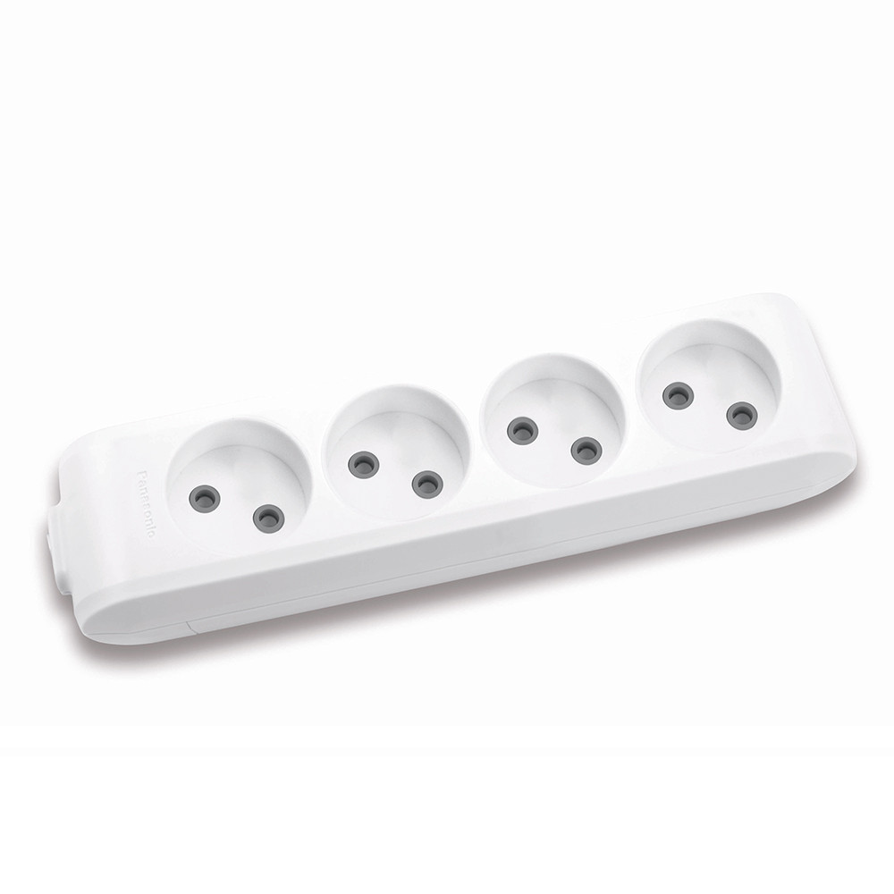 Колодка Panasonic X-tendia 4 гнізда, з захистними шторками, сіра, фото 1