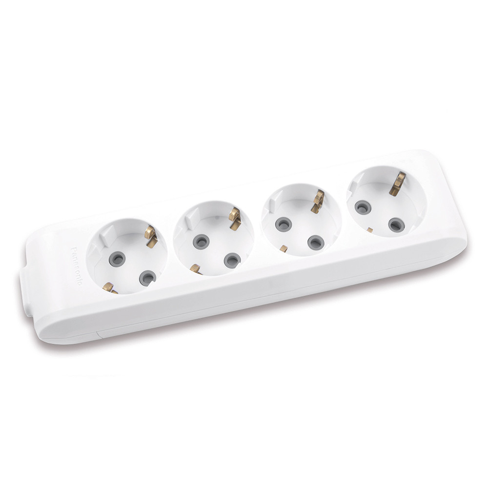 Колодка Panasonic X-tendia із заземленням 4 гнізда, з захистними шторками, сіра, фото 1