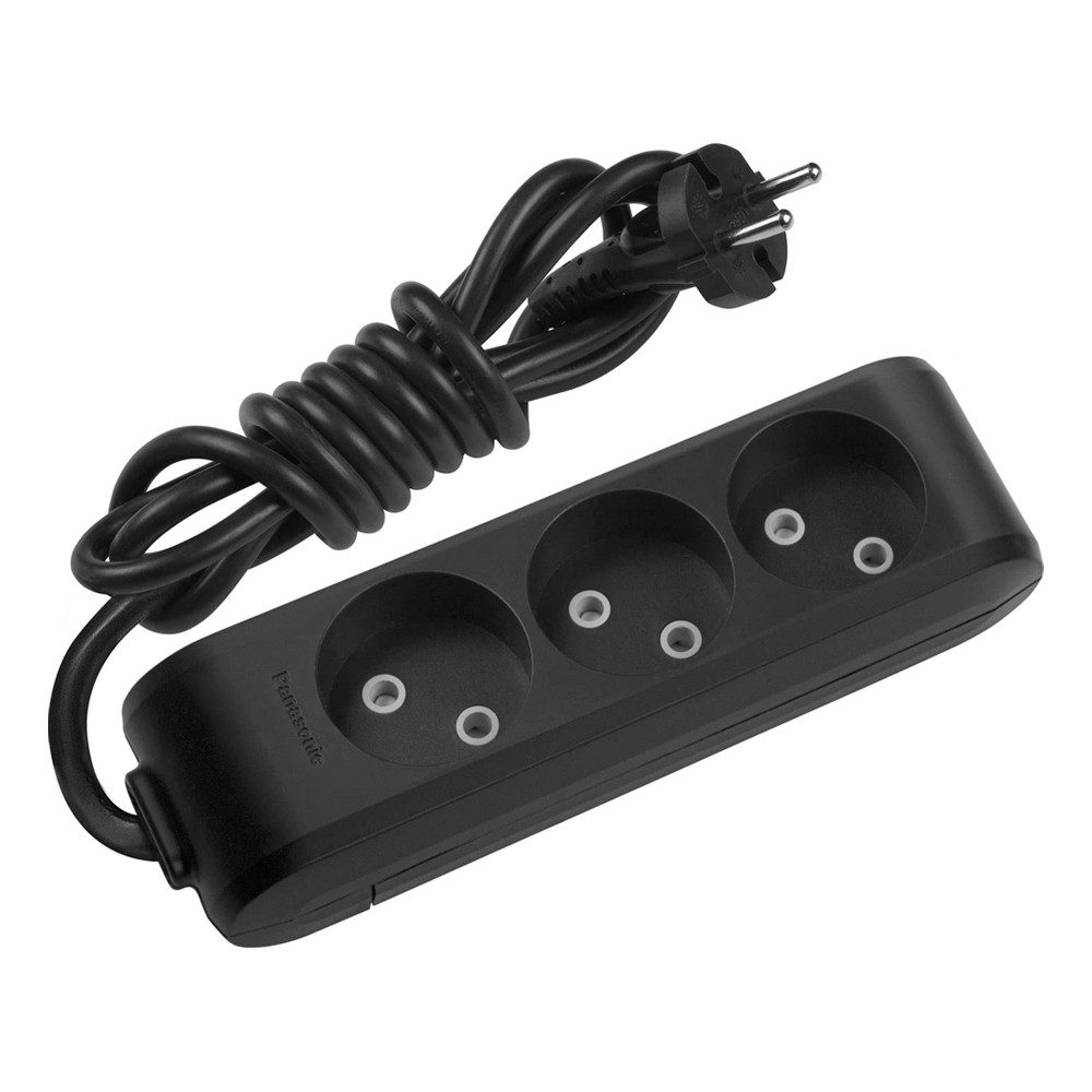 Подовжувач Panasonic X-tendia 3 гнізда, 5 м, з захистними шторками, чорний, фото 1