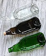Эко-тарелка из сплющенной пивной бутылки Beer bottleneck для подачи нарезки Прозорий