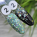 Глітерний гель для нігтів Sweet Nails Stars №2 (бірюзово - зелений з ефектом хамелеону) 5грам, фото 4