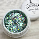 Глітерний гель для нігтів Sweet Nails Stars №2 (бірюзово - зелений з ефектом хамелеону) 5грам, фото 5