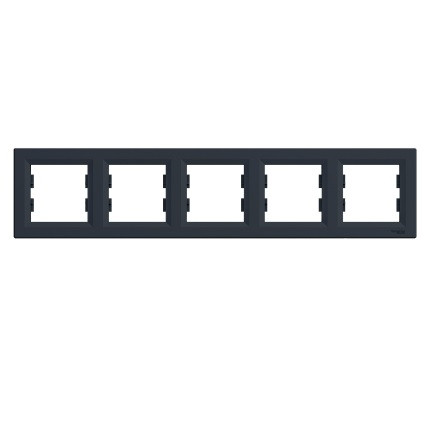 Рамка п'ятимісна горизонтальна Schneider Asfora, Антрацит, фото 1