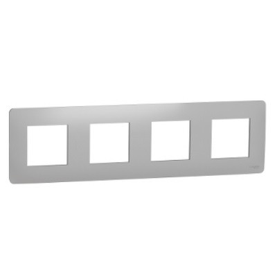 Рамка чотиримісна горизонтальна Schneider Unica, Алюміній, фото 1