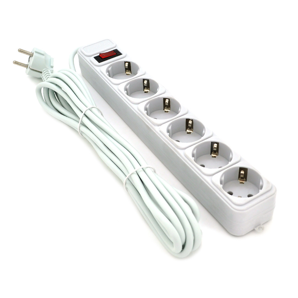 Мережевий подовжувач Gembird SP5, 220В 10А, 6 розеток, 3 м, Gray, Q30, фото 1