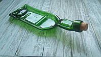 Эко-тарелка из винной бутылки Bar B оливковая для подачи нарезки Зелений