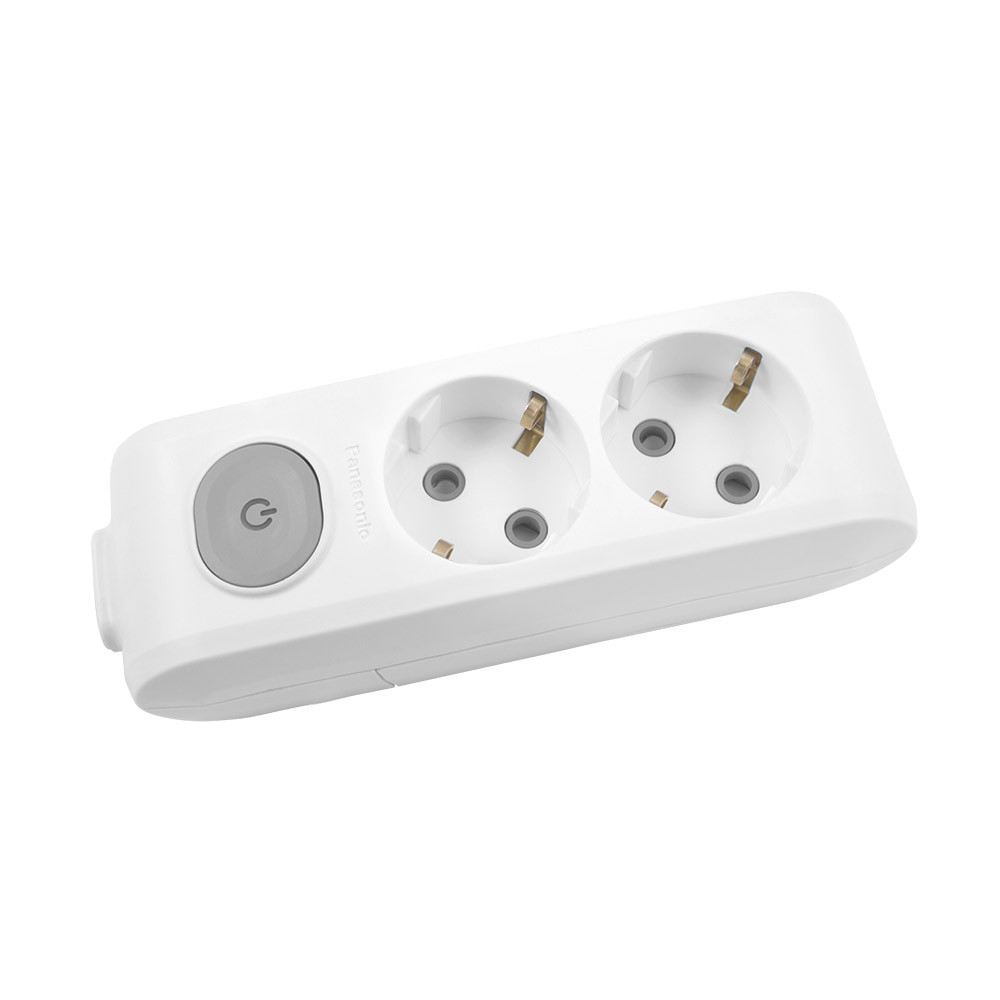 Колодка Panasonic X-tendia із заземленням 2 гнізда, з захистними шторками,з вимикачем сіра, фото 1