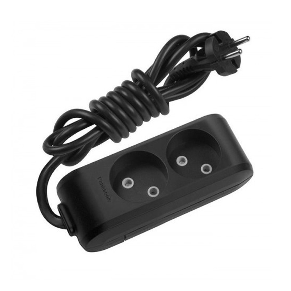 Подовжувач Panasonic X-tendia 2 гнізда, 5 м, з захистними шторками, чсорний, фото 1