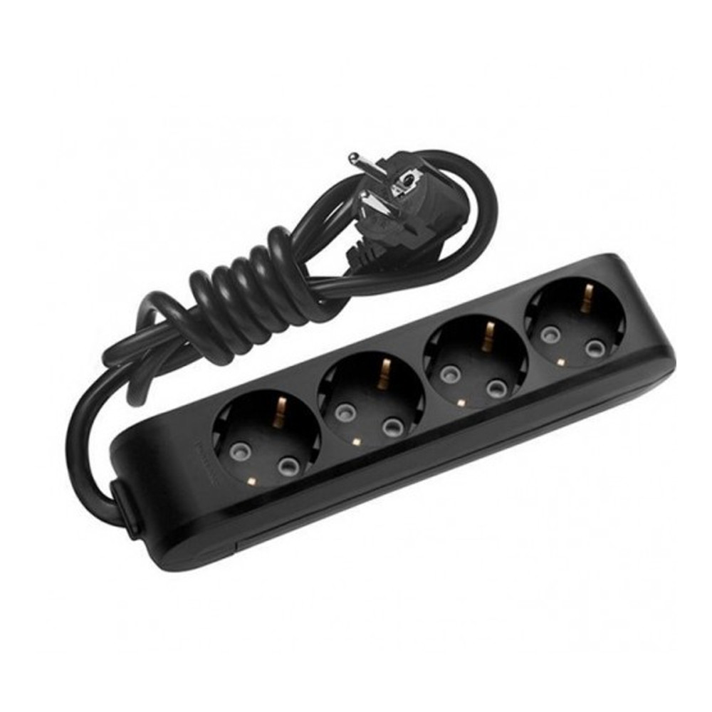 Подовжувач Panasonic X-tendia із заземленням 4 гнізда, 5 м, з захистними шторками, чорний, фото 1