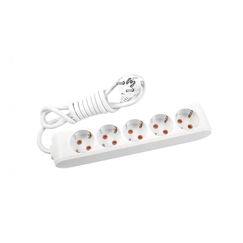 Подовжувач Panasonic X-tendia із заземленням 5 гнізд, 2 м, з захистними шторками, сірий, фото 1