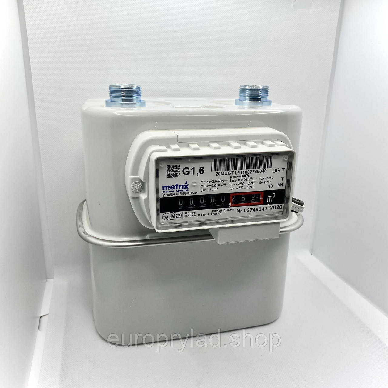 Лічильник газу мембранний Metrix UG T G1,6 з термокомпенсатором без КМЧ 3/4' (Ду 20мм), фото 1