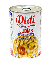 Квасоля консервована біла Didi Judias con Chorizo з Чорізо та беконом, 415 г