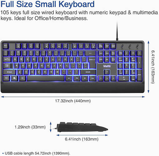 Проводная офисная клавиатура mafiti 104 Key USB, полноразмерная ...