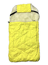 Конверт /теплий чохол для санок, зі штучної овчини, на дві блискавки, із затяжками Жовтий