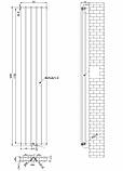 Вертикальний дизайнерський радіатор опалення ARTTIDESIGN Livorno II 5/1800/340/50 чорний матовий, фото 3