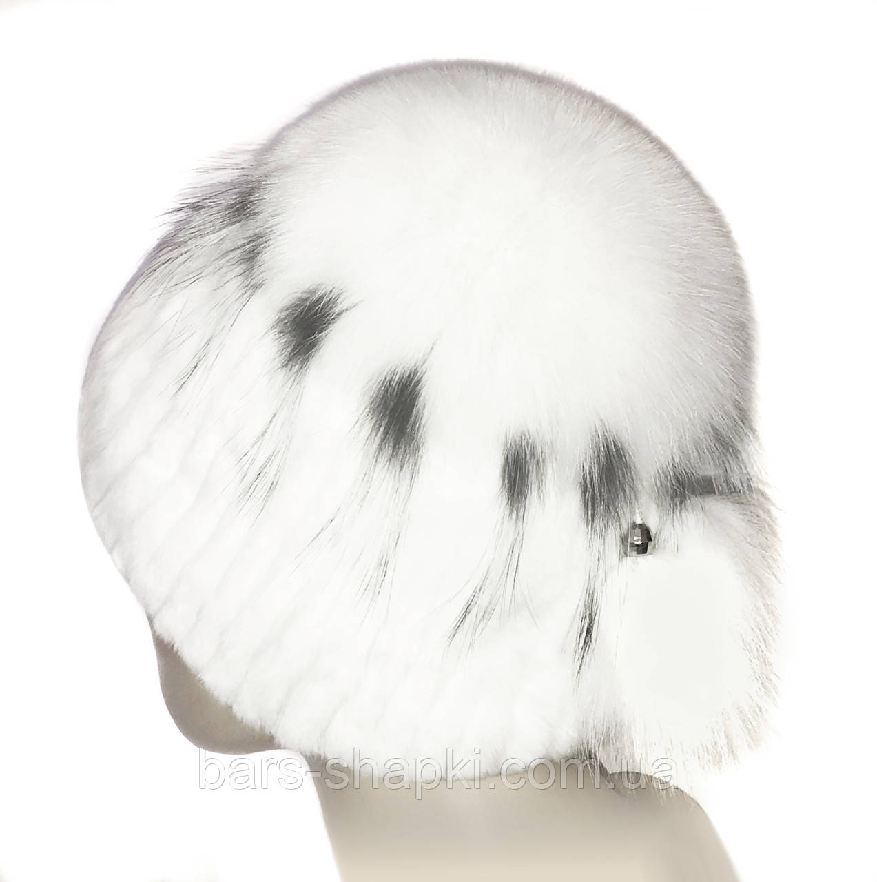 Меховая шапка из Rex Rabbit "Солнце" белая - фото 2 - id-p736936314