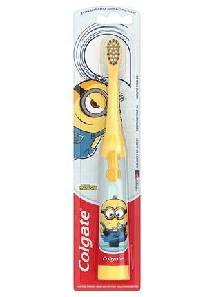 Електрична дитяча зубна щітка на батарейках "Colgate" Minions Міньйон незнімна насадка TP0022-3