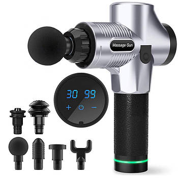 Портативний ручний масажер для тіла 30 скор. масажний пістолет - вібраційний ударний перкусійний масажер