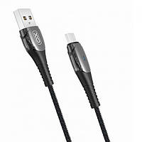 Кабель Usb Micro USB XO NB145 2A 1m (круглый,тканевый,метал.коннект) Black