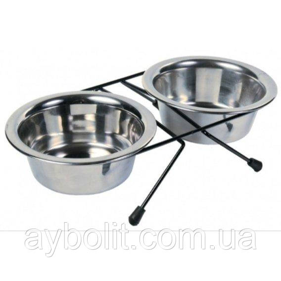 Підставка з мисками з нержавійки для собак Trixie 450 мл, фото 1
