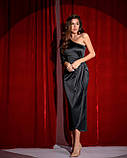 Жіноче гарне плаття на одне плече міді Люкс чорне (різні кольори) XS S M L, фото 3