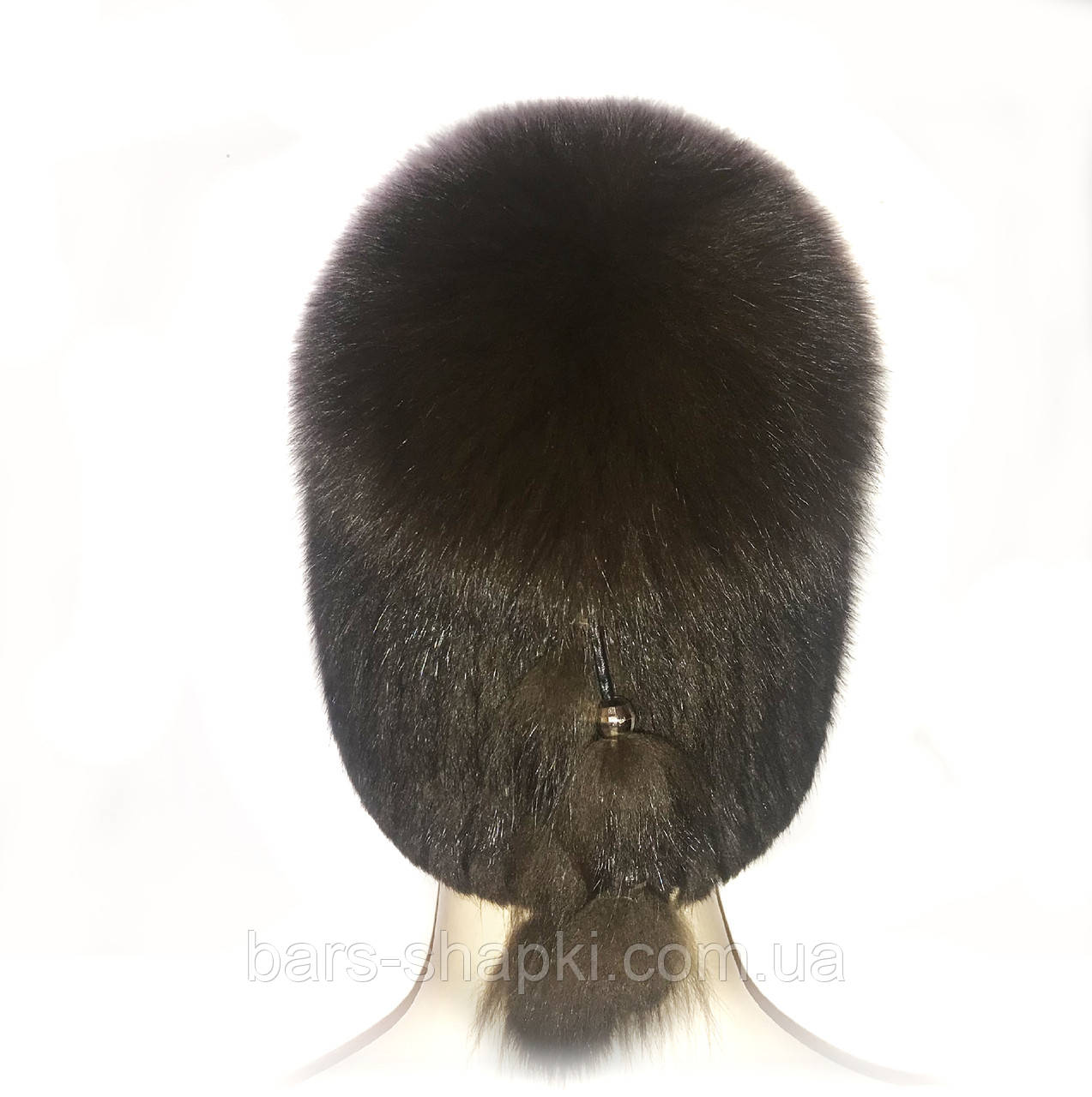 Женская меховая шапка из ондатры с песцом "Лия" (коричневая) - фото 2 - id-p715801499