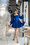 Смілива вечірня міні-сукня з королівського атласу Люкс синя (різні кольори) XS S M, фото 5