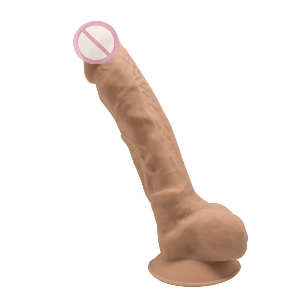 Фалоїмітатор реалістичний із мошокою на присоску SilexD Tomas Caramel (MODEL 1 size 9in), діаметр 4,9 см