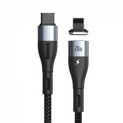 Кабель Baseus Zinc Magnetic Safe Fast Charging Data Cable Type-C to IP PD 20W 2m CATLXC-A01 Black, фото 1
